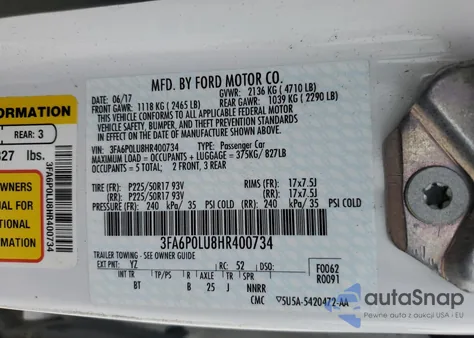 2017 Ford Fusion Se Hybrid from USA, damaged, VIN 3FA6P0LU8HR400734